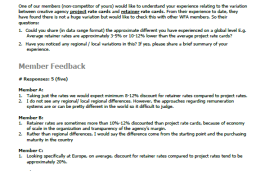    Benchmark on cost variation in rate cards