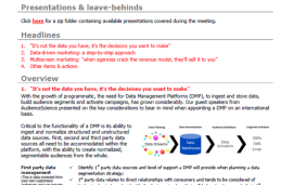    MEDIA FORUM Meeting Overview London February 2015