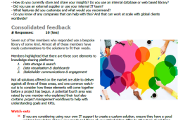    Benchmark on setting up knowledge/insights sharing platforms